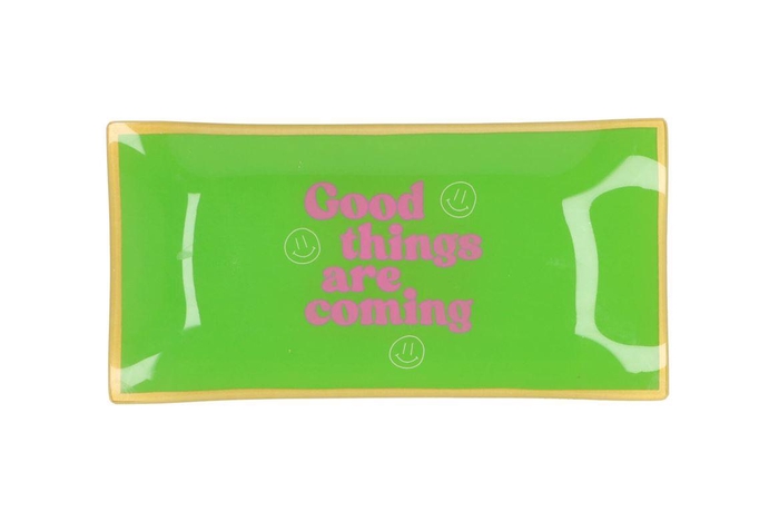 <h4>Plate Rectangle Good Things Are Coming 20x10x2cm</h4>