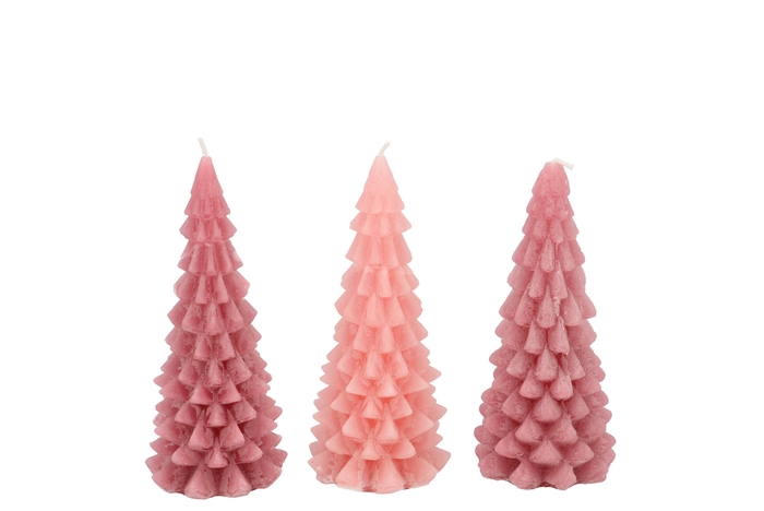 Frosty Sweets Pink Mix X-mas Tree Candle 6x12cm Ass