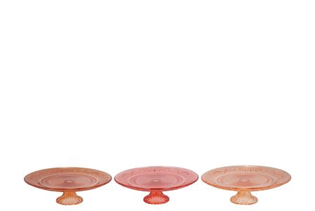 <h4>Dayah Coral Sunset Glass Plate On Foot 20x8cm Ass</h4>