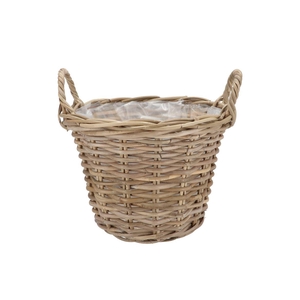 Rattan Kuboo Planter With Handle Round 35x25cm