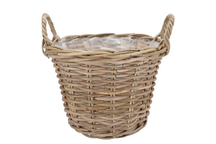 <h4>Rattan Kuboo Planter With Handle Round 35x25cm</h4>