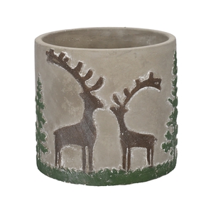 DF11-731200125 - Pot Xmas Reindeer d10.7xh10.5 grey