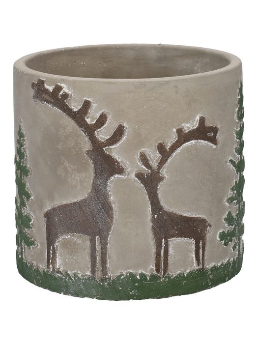 <h4>DF11-731200125 - Pot Xmas Reindeer d10.7xh10.5 grey</h4>