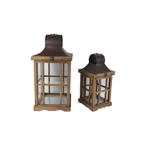 Dec Brown Lantern Metal - Wood (H54cm)