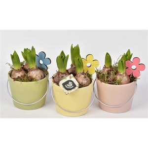 Keramiek pot met hengsel kl.mix 12cm