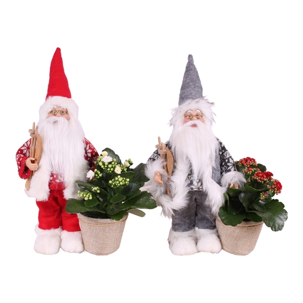 <h4>Christmas Arr. Indoor Pluche: Santa with giftbag ø25cm 1PP</h4>