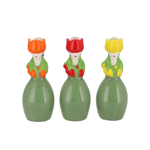 Lucy Summer Green Orange Mix Vase Tulip Woman Ass 9x8x22cm