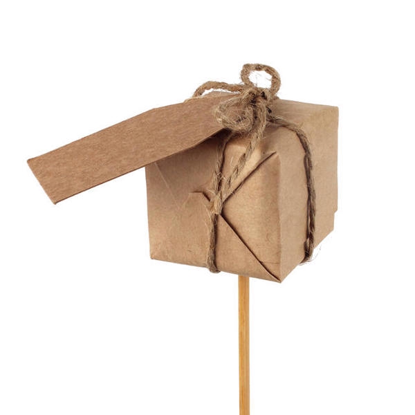 <h4>Bijsteker kado kraft 4x4cm + 50cm stok naturel</h4>