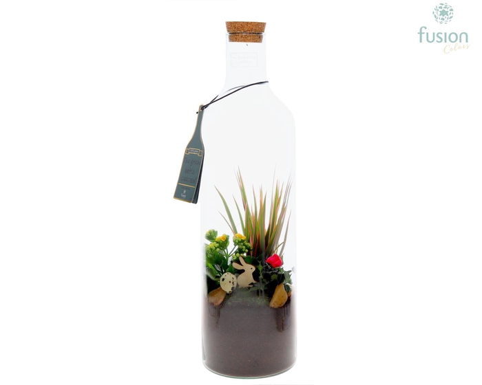 <h4>Green Bottle Fles Large Pasen met Arrangement</h4>