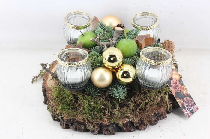 <h4>arr5 Kerst MB - Hout schijf 4licht goud</h4>