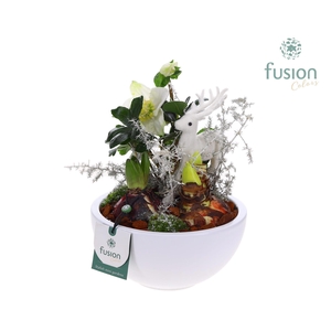 Schaal keramiek Moon Medium wit Kerst met Arrangement