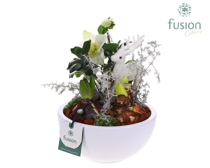<h4>Schaal keramiek Moon Medium wit Kerst met Arrangement</h4>