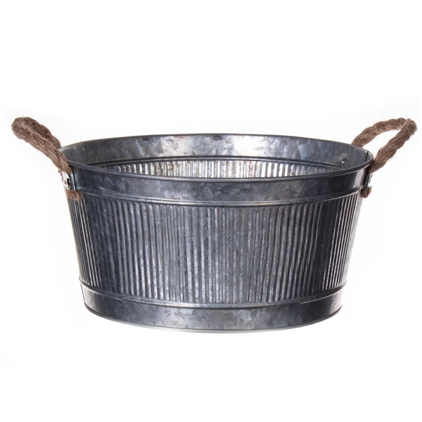 <h4>Planter Jari Lines d27xh12.5 zinc</h4>