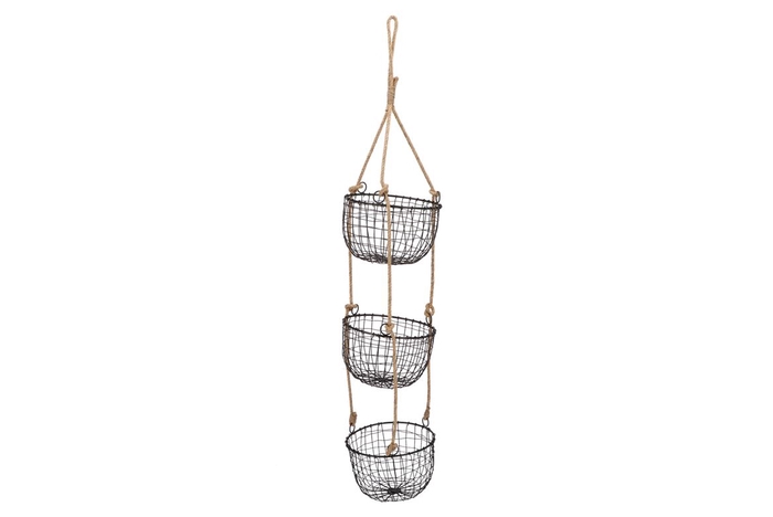 Wire Basket With Rope Black 21x13x104cm