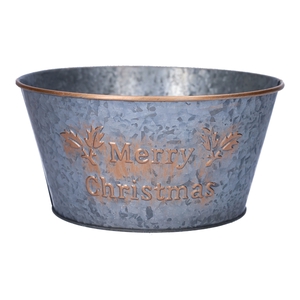 Planter Holly d18xh9 grey \\ bronze wash