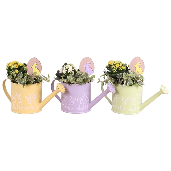 <h4>Easter Arr. Indoor Zinc Watering Can Bunny Relief Ø29cm 2PP</h4>