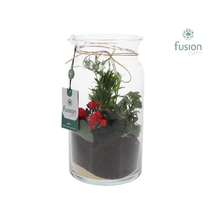 Glazen melkbus met arrangement