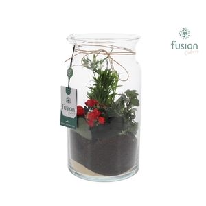 Glazen melkbus met arrangement