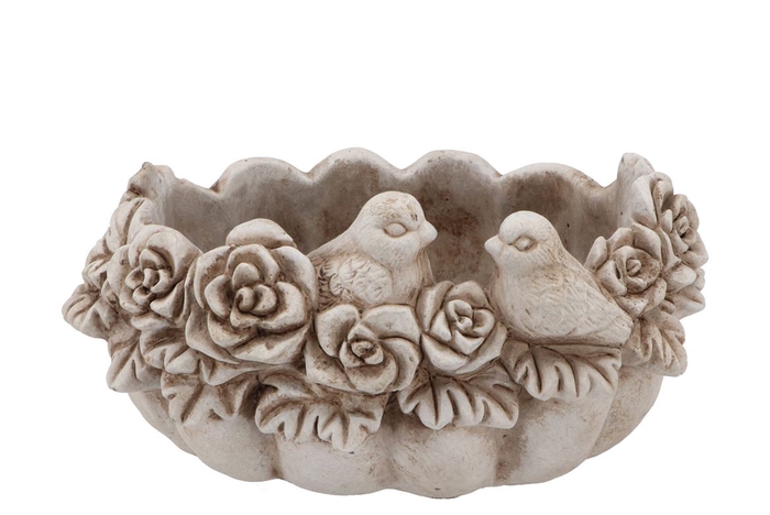 <h4>Concrete Antique Pumpkin Bird Bowl Oval 31x22x17cm</h4>