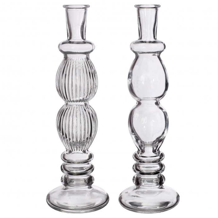 Glass candle vase d09 28cm ass