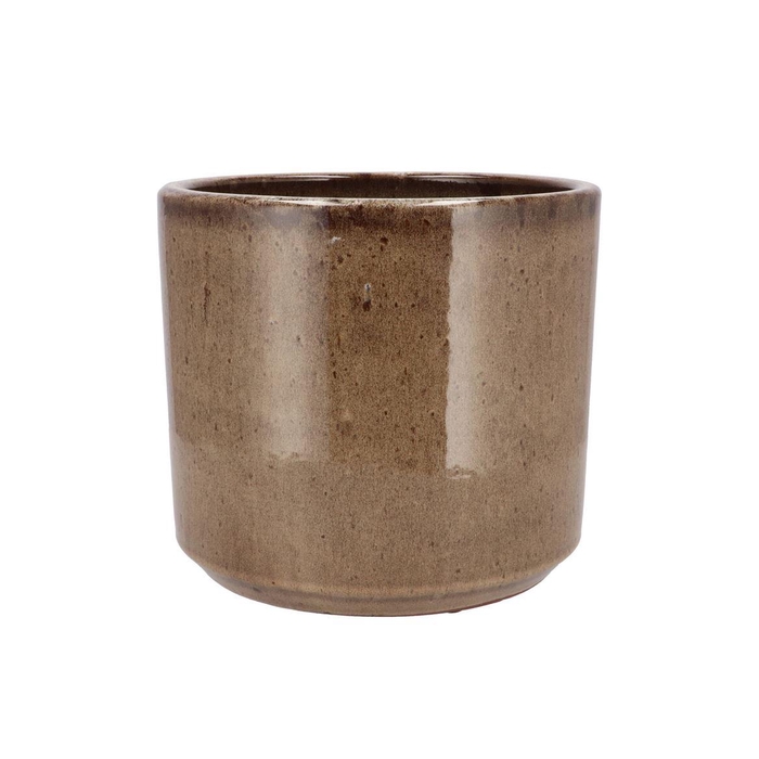<h4>Javea Cilinder Pot Glazed Taupe 24x21cm</h4>