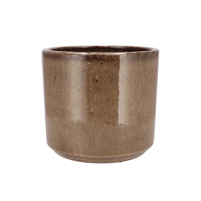 <h4>Javea Cilinder Pot Glazed Taupe 24x21cm</h4>