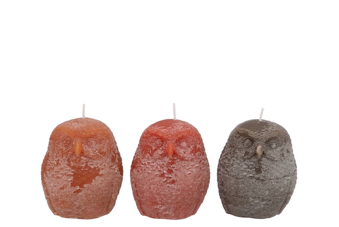 Candle Frosty Owl Scottish Brown Mix 10x12cm