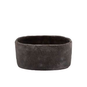 Iron Stone Grey Oval Pot 28x16x13cm