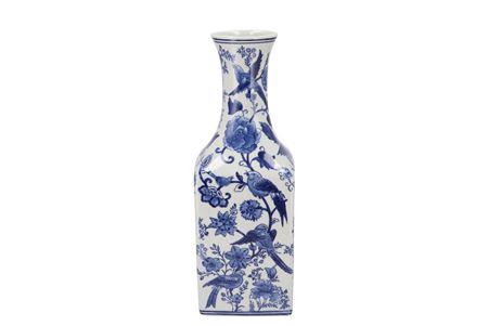 <h4>Hailey Blue Porcelain Vase Birds 15x41cm</h4>
