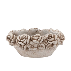 Concrete Antique Flower Bowl Oval 30x19x14cm