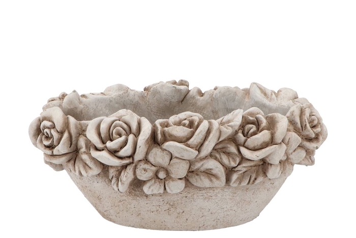 <h4>Concrete Antique Flower Bowl Oval 30x19x14cm</h4>