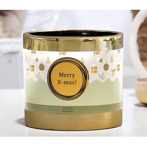 P&PURE Laryssa ceramics goud met potwikkel Merry X-Mas