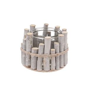 Nature Birch Branch Whitewash Glass Jar 15x12cm