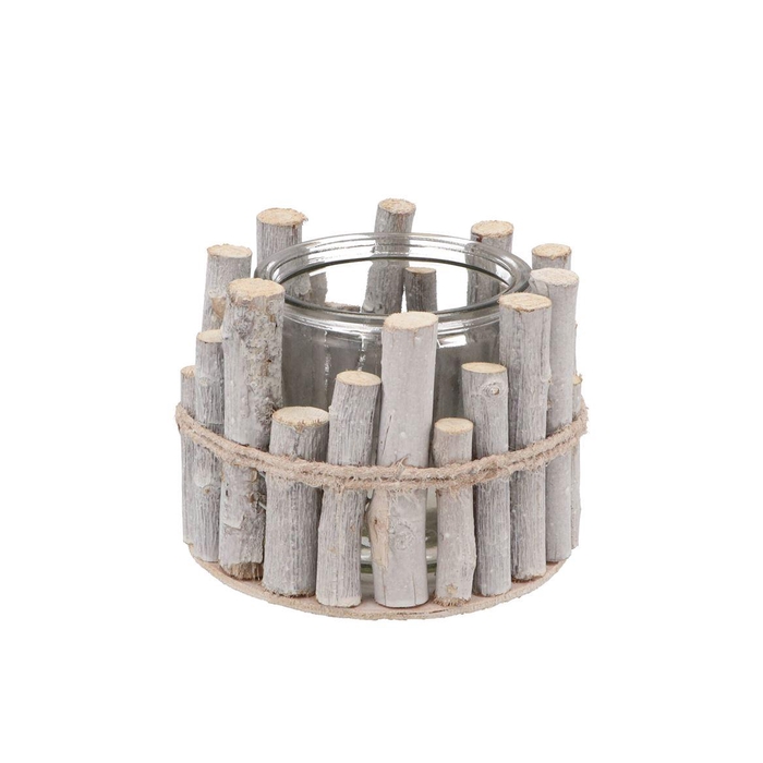 <h4>Nature Birch Branch Whitewash Glass Jar 15x12cm</h4>