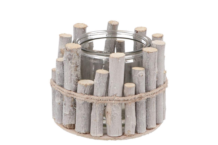 <h4>Nature Birch Branch Whitewash Glass Jar 15x12cm</h4>