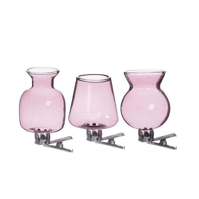 CLIPPER VASE PINK 3PCS ASS