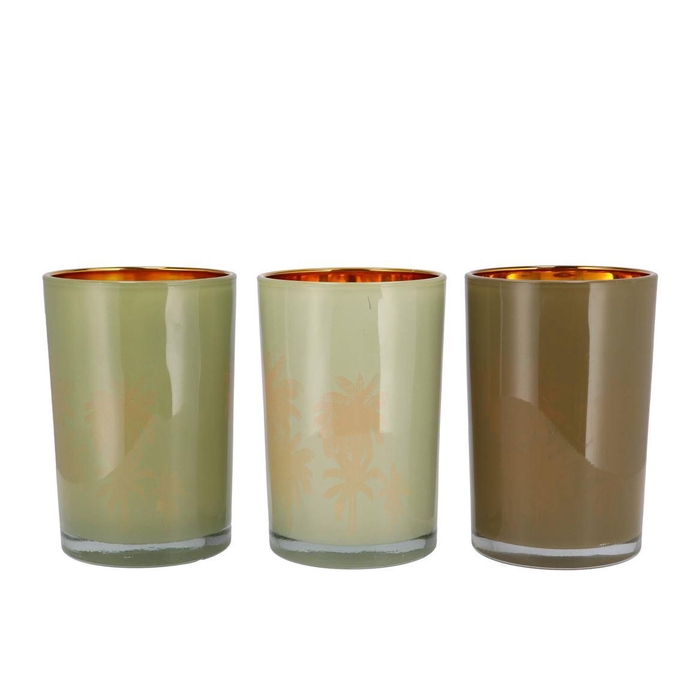 <h4>Hilly Summer Green Mix T-light Glass Ass 12x18cm Nm</h4>