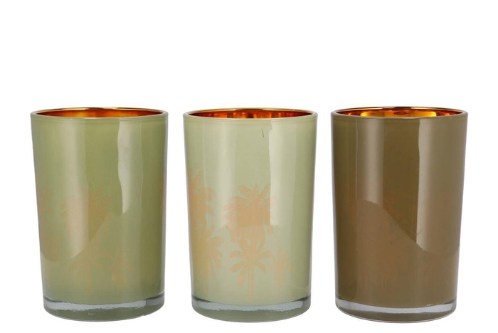 <h4>Hilly Summer Green Mix T-light Glass Ass 12x18cm Nm</h4>