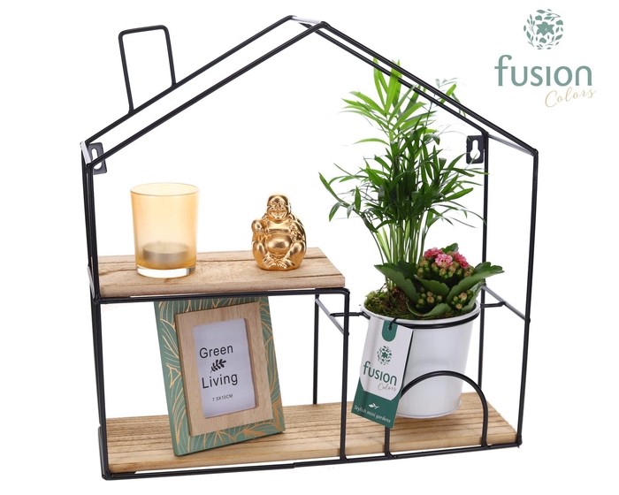 <h4>Wandhuis metaal met arrangement</h4>