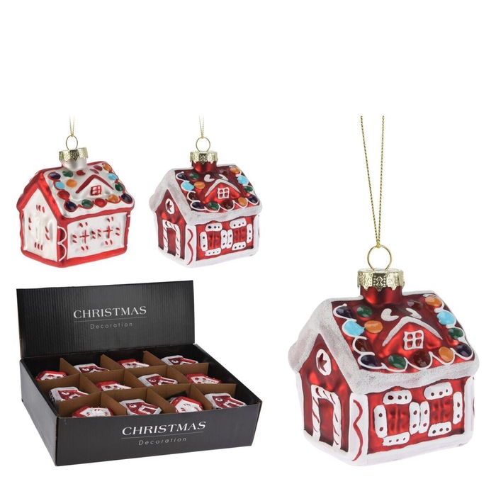 <h4>Kerstbal Huisje 8cm ass.</h4>