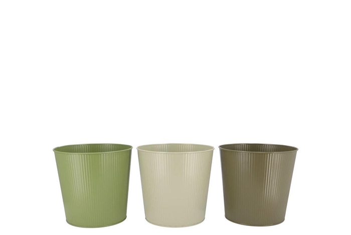 <h4>Zinc Summer Green Mix Bucket Striped Ass 15x14x11cm</h4>