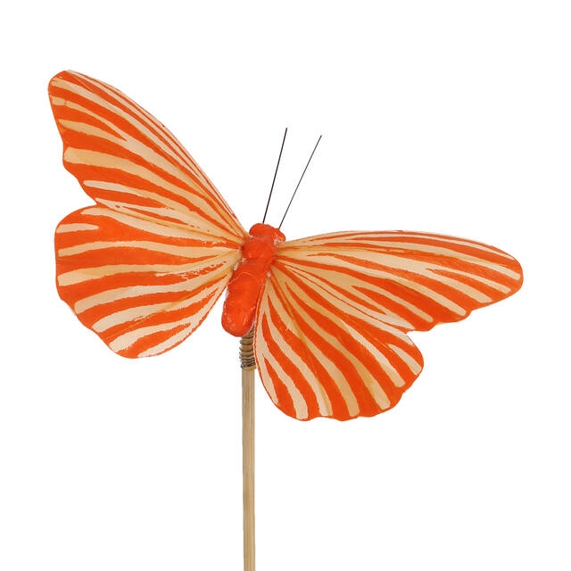 <h4>Pick butterfly Spring 7x11cm + 50cm stick orange</h4>