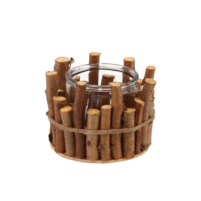 <h4>Nature Birch Branch Natural Glass Jar 15x12cm</h4>