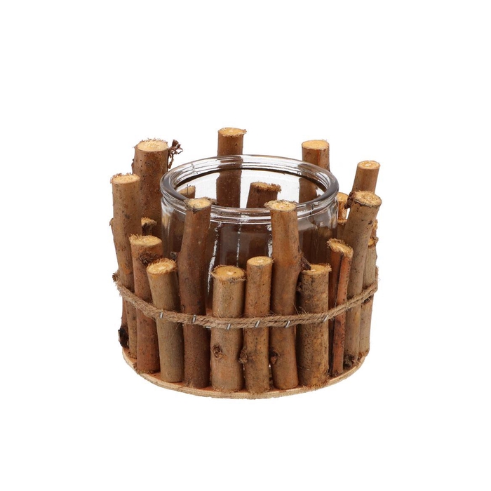 <h4>Nature Birch Branch Natural Glass Jar 15x12cm</h4>