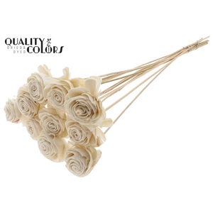 Shola Beauty Rose 6cm on stem Wax White