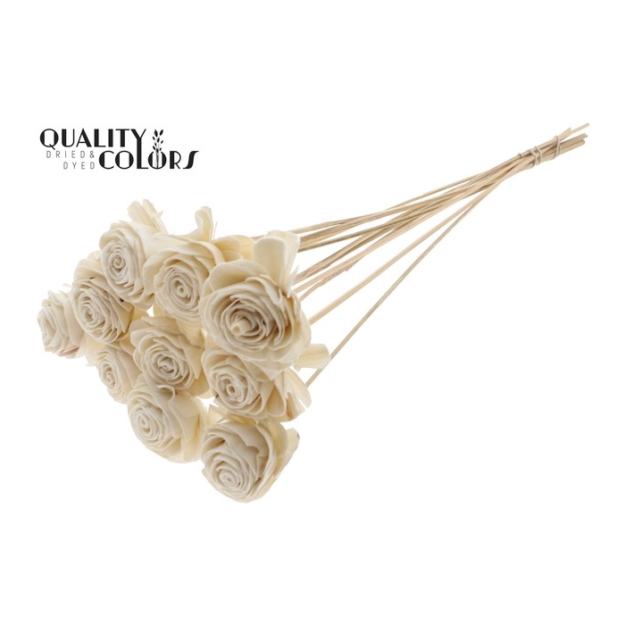 <h4>Shola Beauty Rose 6cm on stem Wax White</h4>