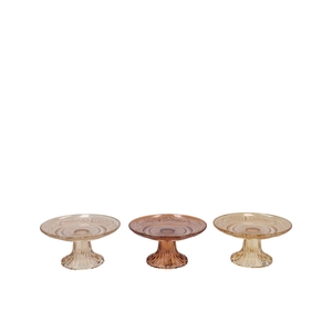 Dayah Warm Sand Mix Glass Plate On Foot 20x8cm Ass P/1