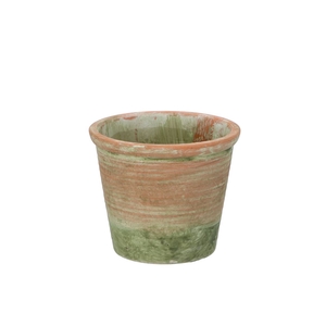 Cement Pot Oud Groen Rood 12x10cm