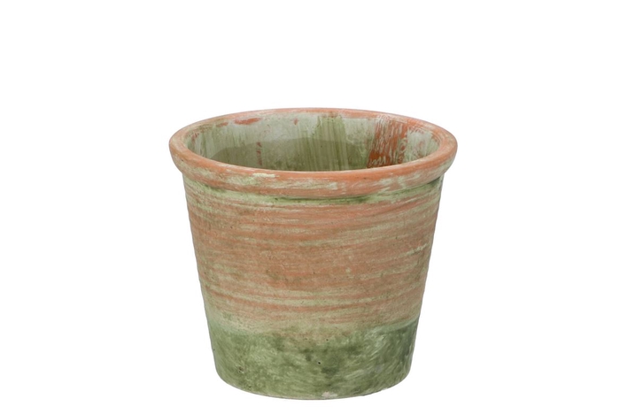 <h4>Cement Pot Oud Groen Rood 12x10cm</h4>