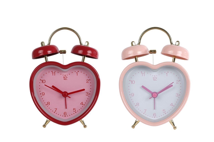 <h4>"Wekker ""Heart"" rood/roze  8,5x5x</h4>